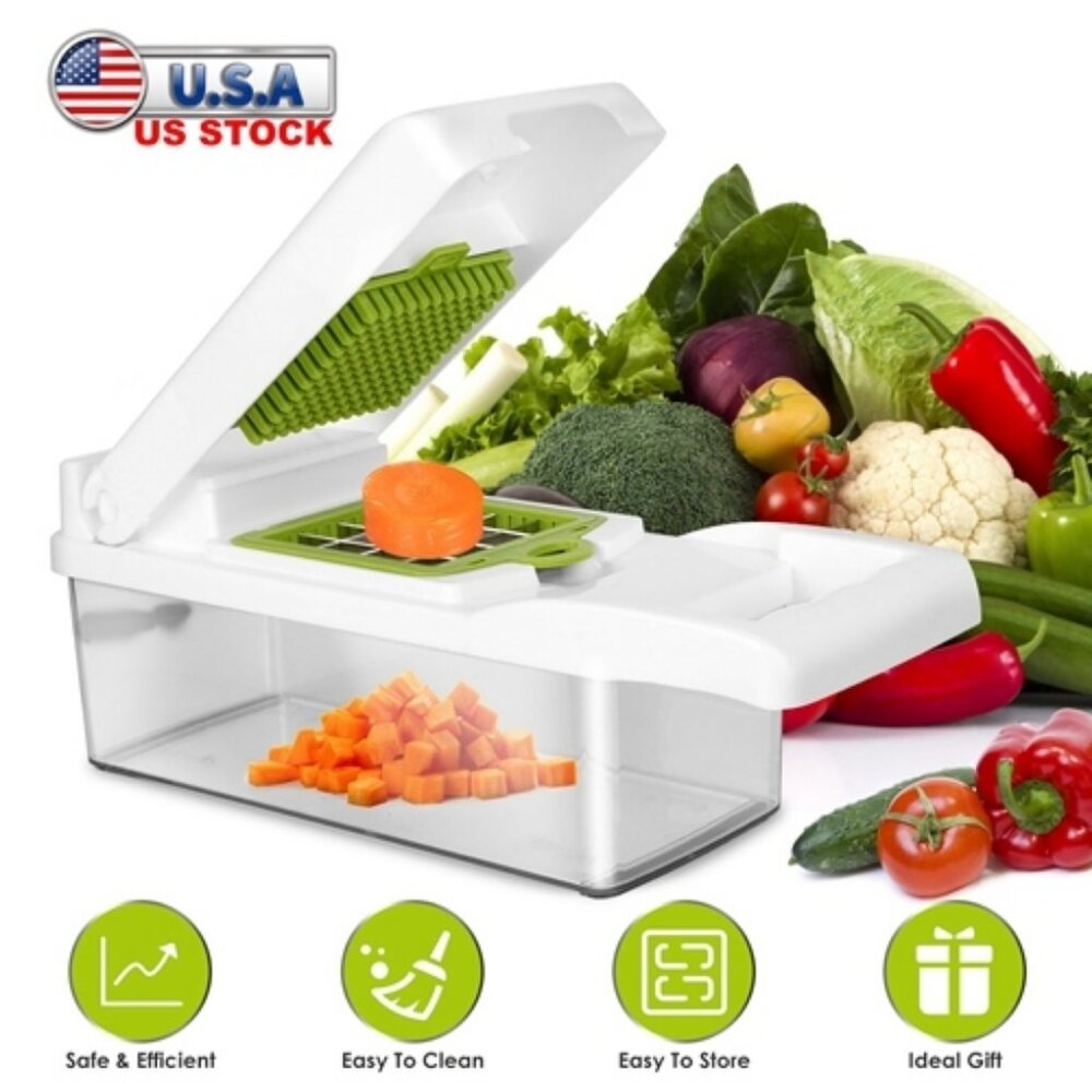12 In 1 Vegetable Chopper with Container Kitchen Food Slicer Dicer Grater Peeler